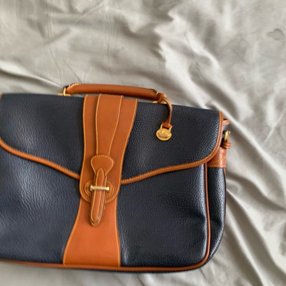 Dooney & Bourke Navy and Tan Leather Briefcase - Picture 2 of 15